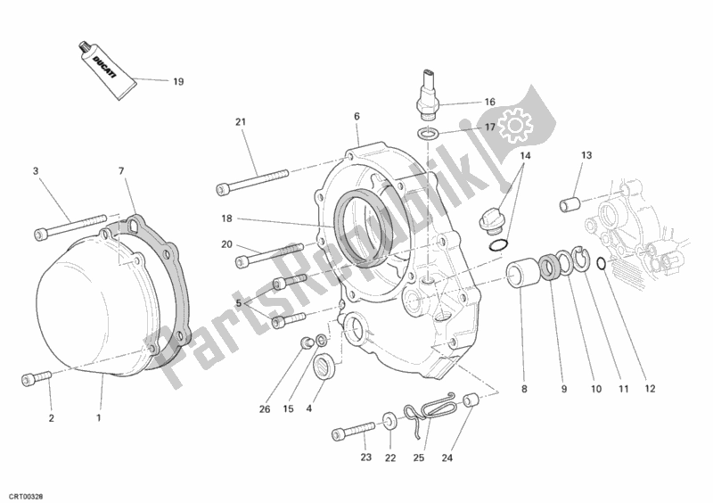 All parts for the Clutch Cover of the Ducati Sportclassic Paul Smart 1000 2006